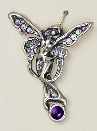 Sterling Silver Fairy of Joy Drop Dangle Earrings With Amethyst